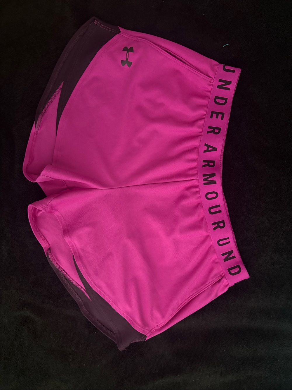 Under Armour Women’s Hot Pink Athletic Shorts with Black Waistband